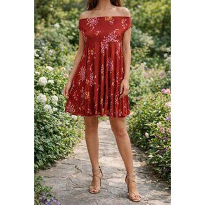 Express Tube Dress Floral Babydoll Top Size M Red Pin Boho Flowy Retro Y2K Boho